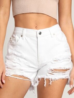We The Free Maggie Mid Rise Denim Shorts in Optic White